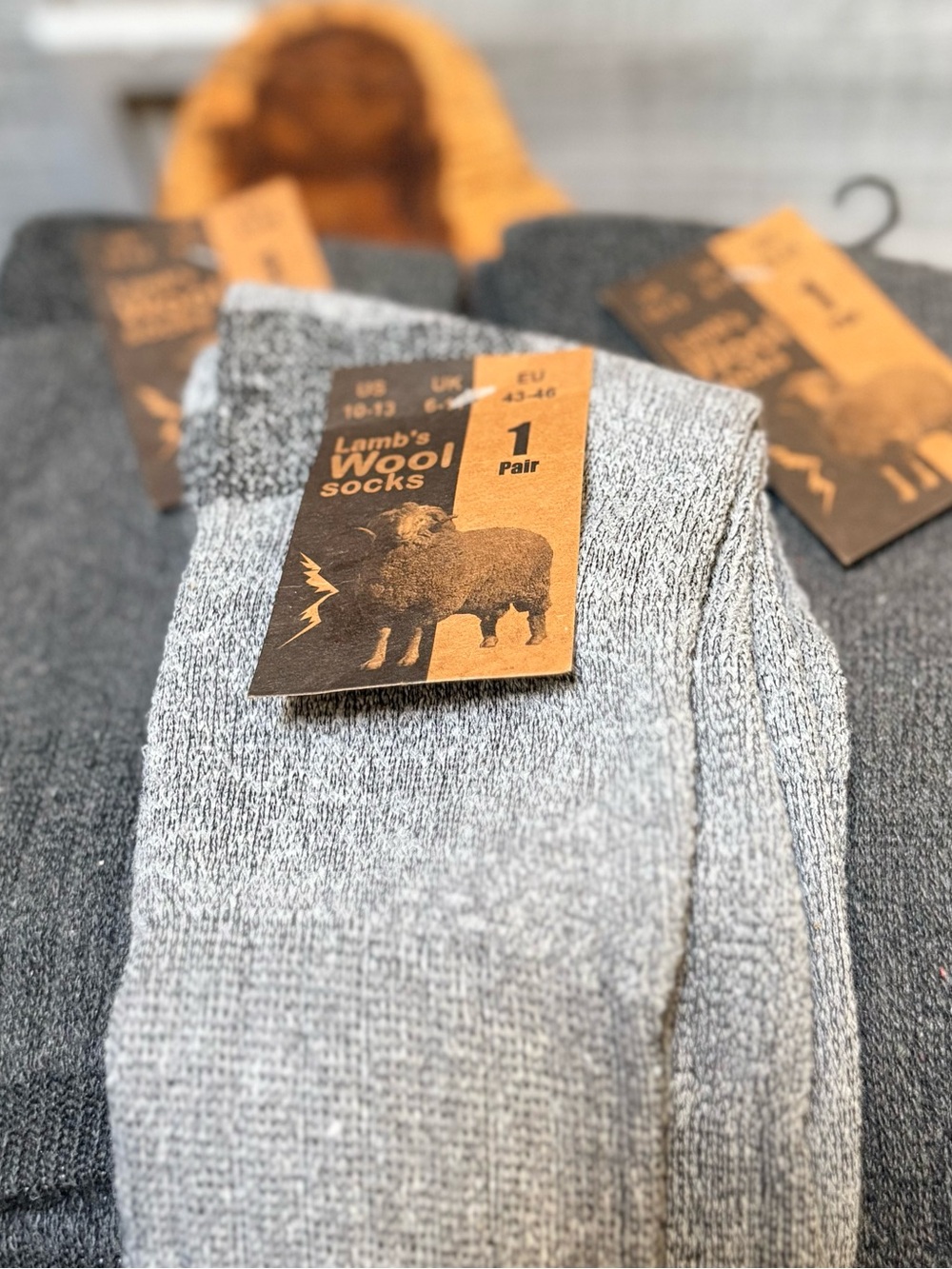 3x Pairs NWT Wool-Blend Crew Socks - Men's 10-13, 2x Dk Gray 1x Light Gray